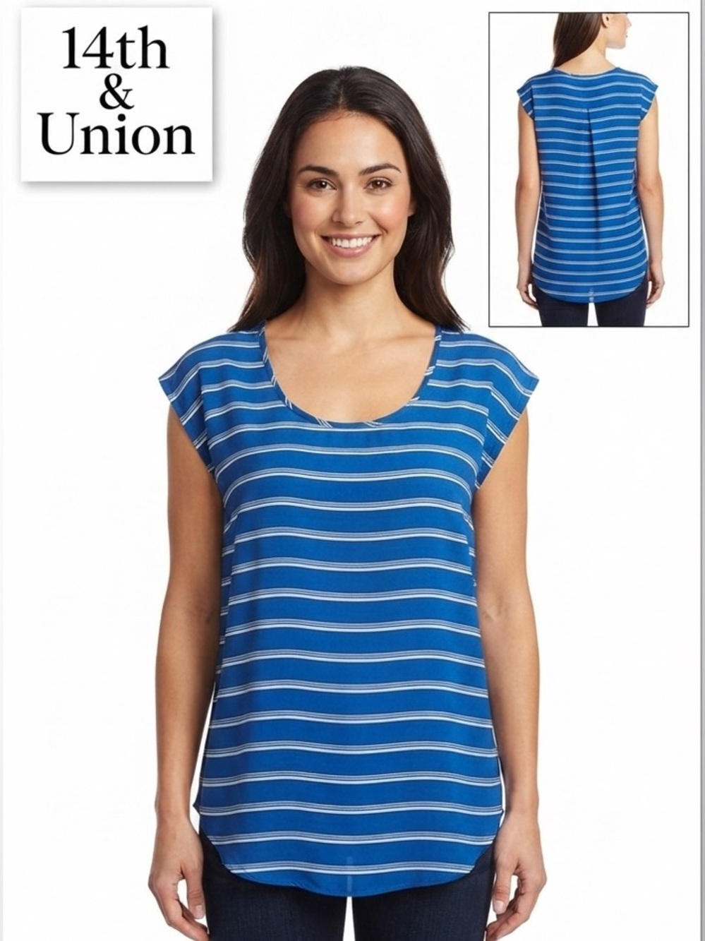 14th & Union Lightweight Stripe Cap Sleeve Top Medium